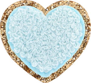 Sky Mini Glitter Varsity Heart Patch