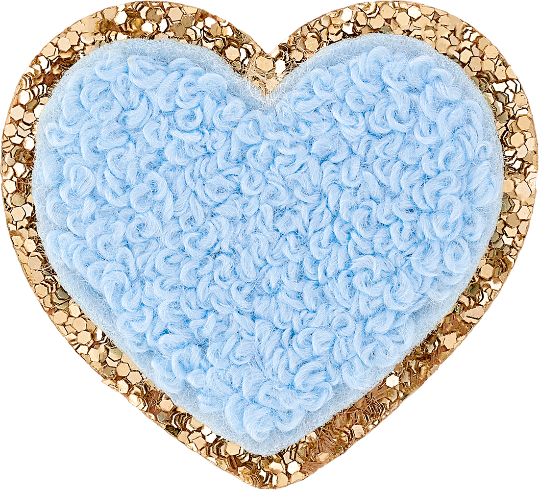 Periwinkle Mini Glitter Varsity Heart Patch