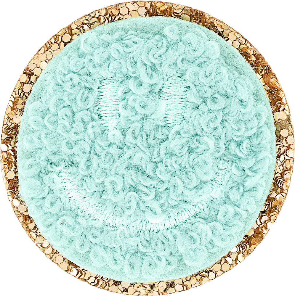 Cotton Candy Mini Glitter Varsity Smiley Face Patch
