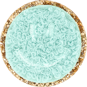 Cotton Candy Mini Glitter Varsity Smiley Face Patch