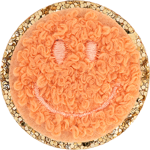 Peach Mini Glitter Varsity Smiley Face Patch