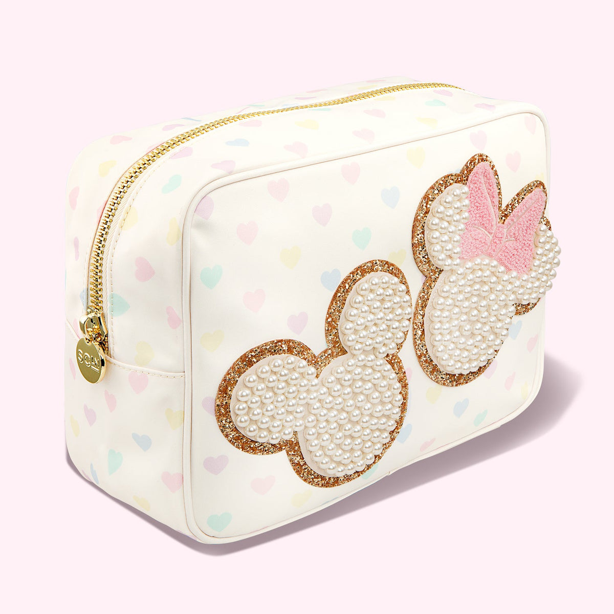 Mickey & Minnie Pastel Hearts Nylon Large Pouch