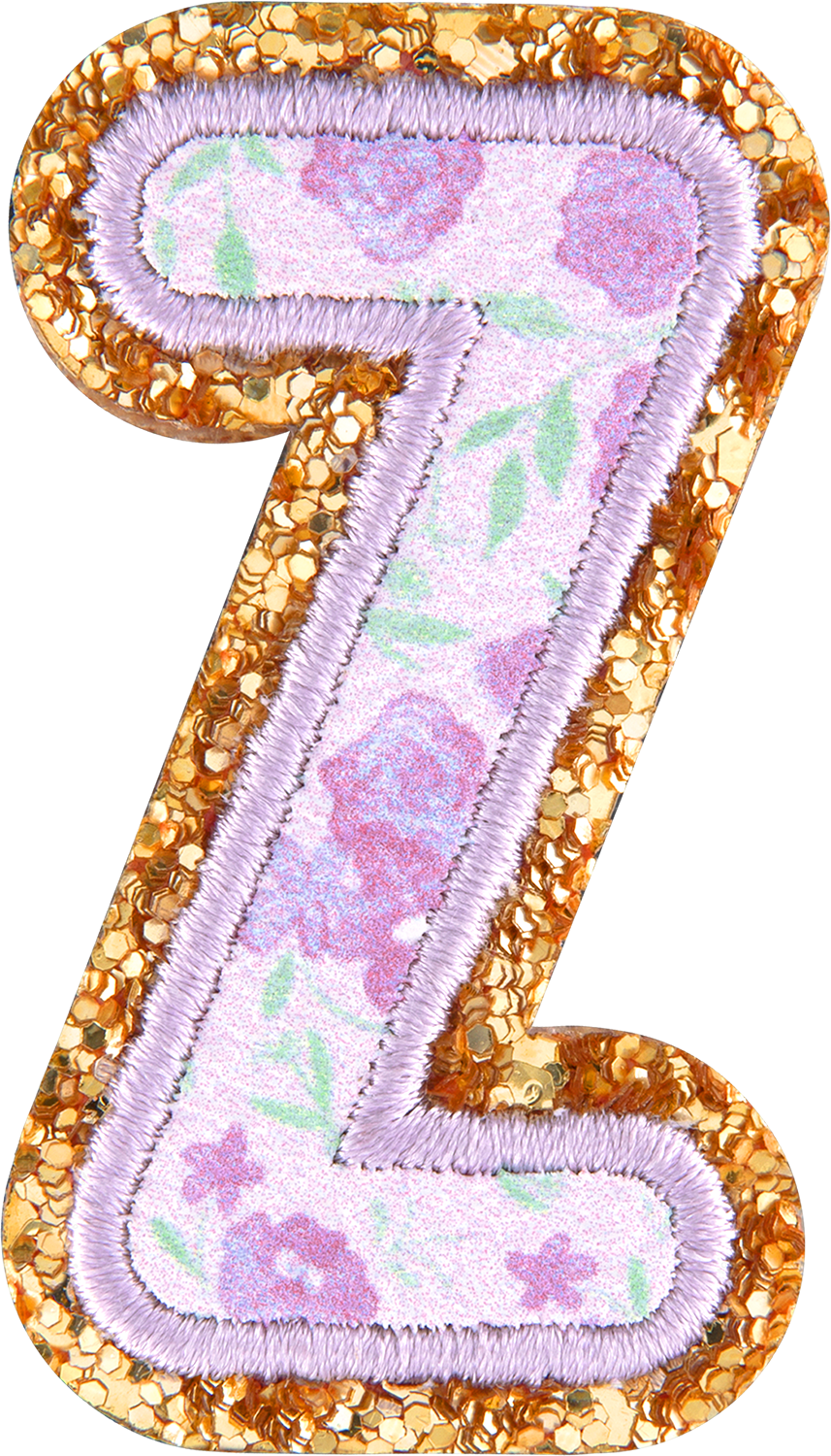 Floral Glitter Letter Patch