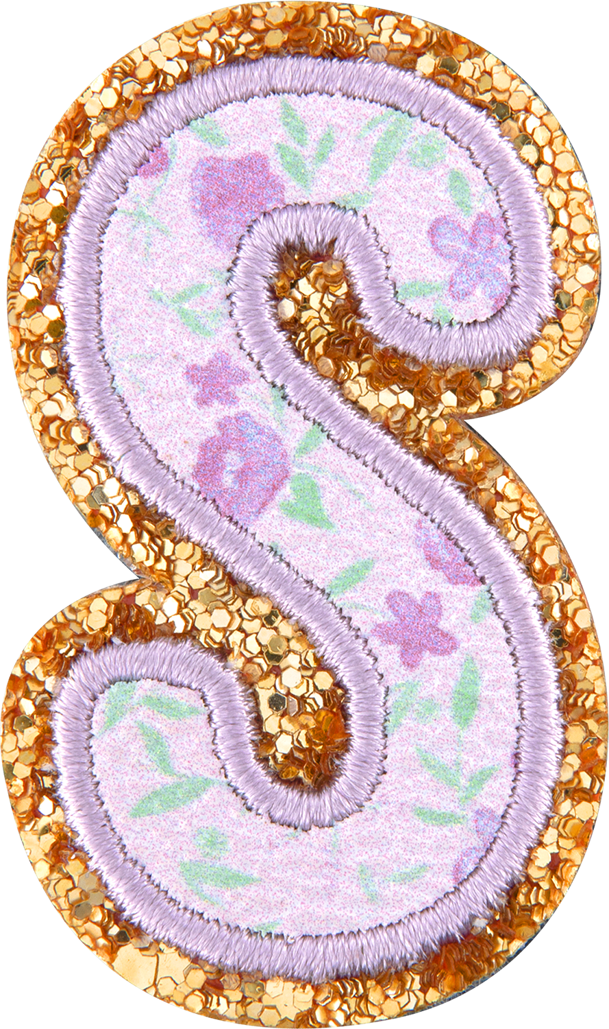 Floral Glitter Letter Patch