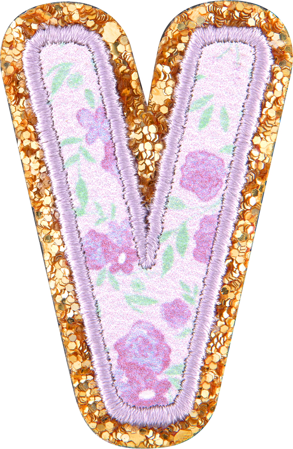 Floral Glitter Letter Patch