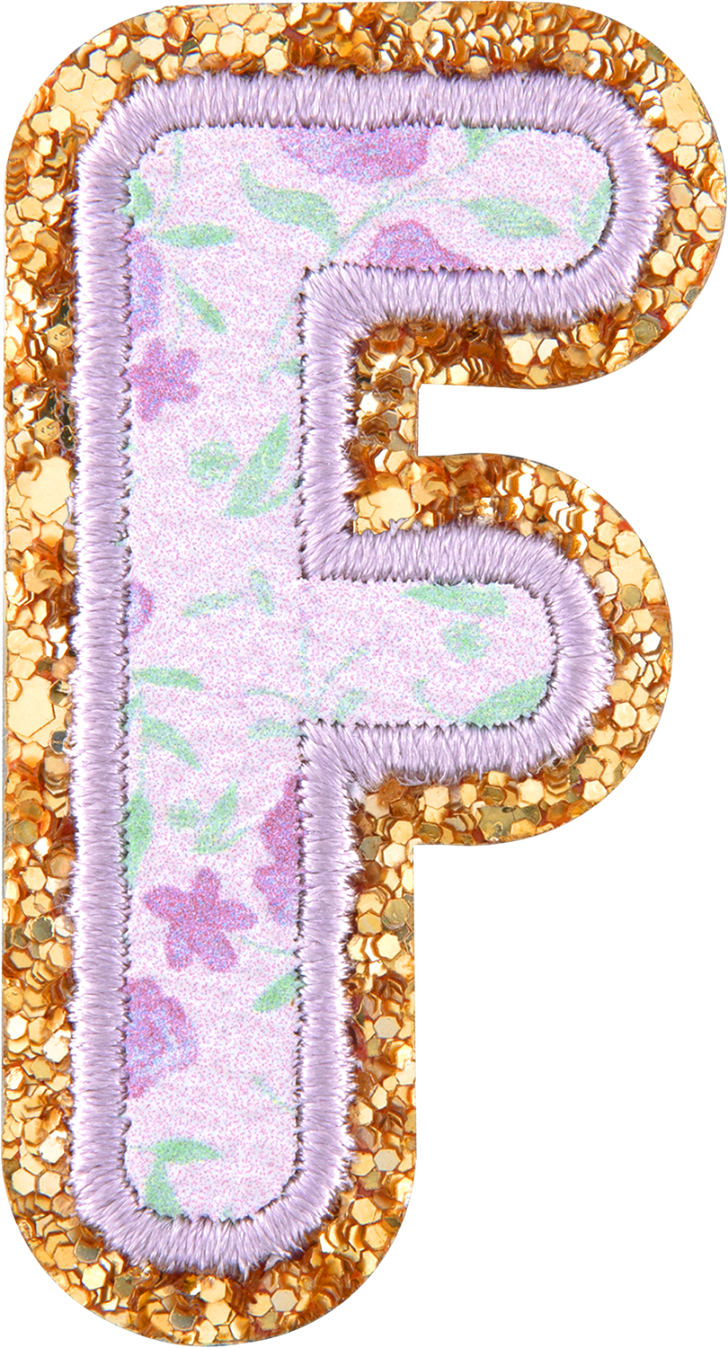 Floral Glitter Letter Patch