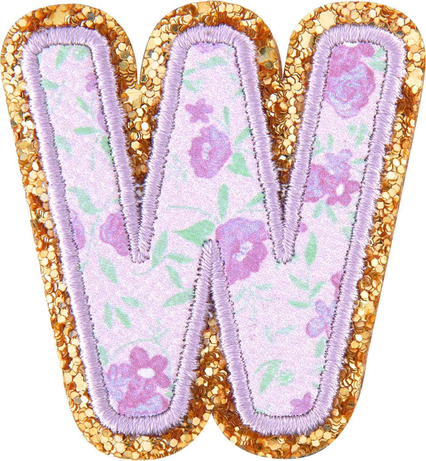 Floral Glitter Letter Patch