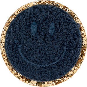 Sapphire Mini Glitter Varsity Smiley Face Patch