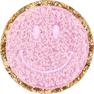 Flamingo Mini Glitter Varsity Smiley Face Patch