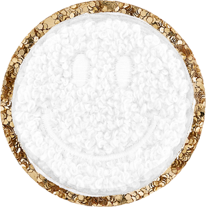Blanc Mini Glitter Varsity Smiley Face Patch