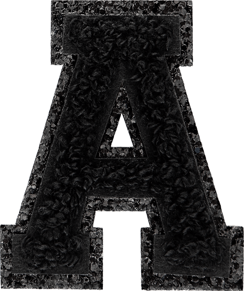 Noir On Noir Glitter Varsity Letter Patch