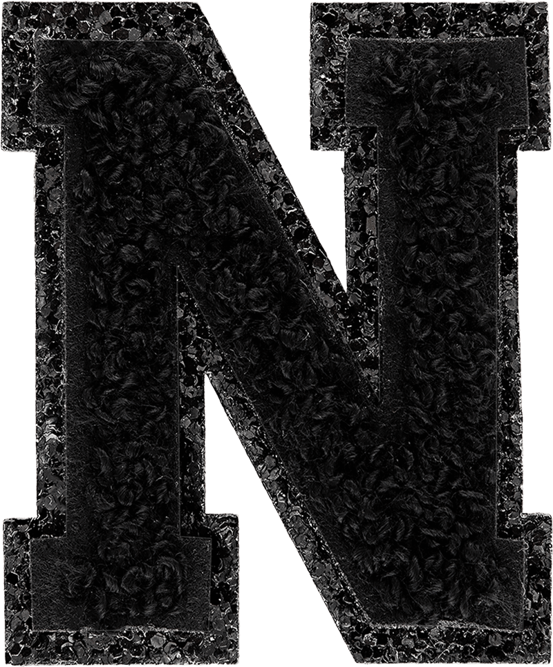 Noir On Noir Glitter Varsity Letter Patch