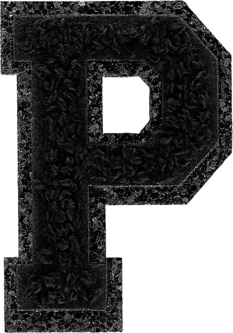 Noir On Noir Glitter Varsity Letter Patch