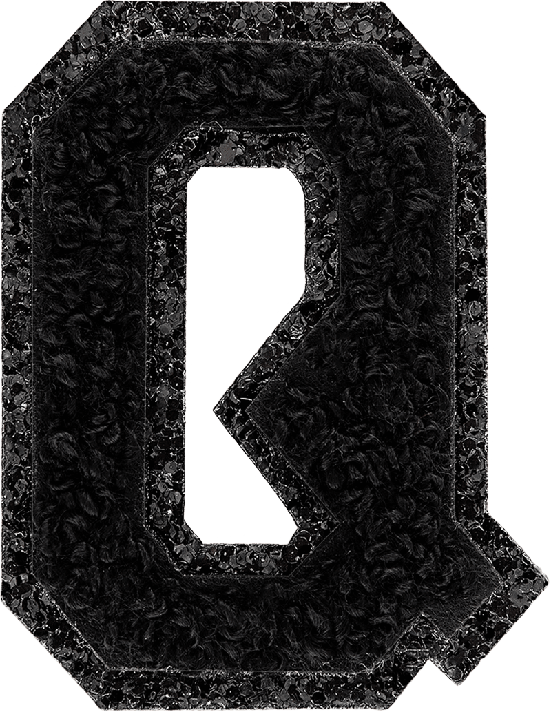 Noir On Noir Glitter Varsity Letter Patch