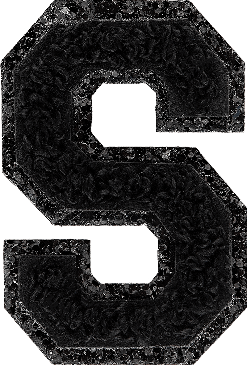 Noir On Noir Glitter Varsity Letter Patch