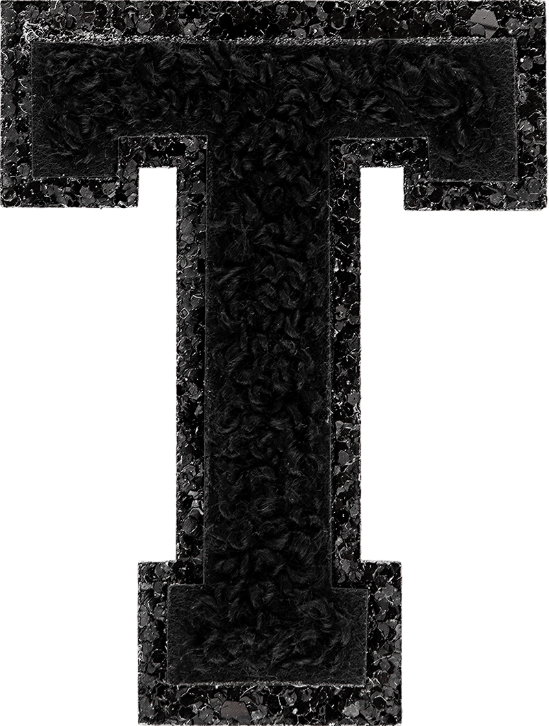 Noir On Noir Glitter Varsity Letter Patch
