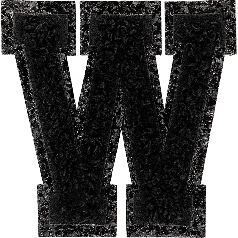 Noir On Noir Glitter Varsity Letter Patch