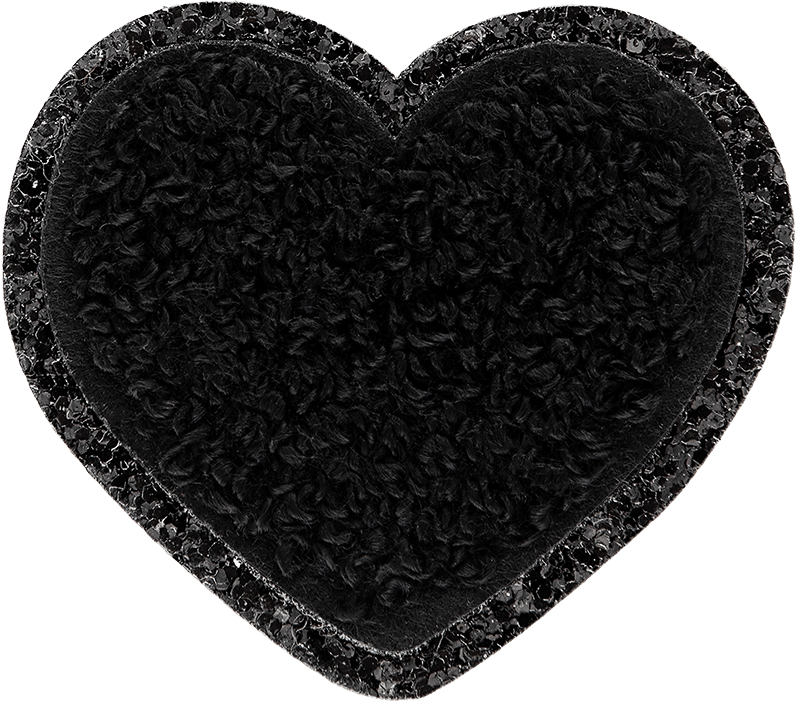Noir on Noir Mini Glitter Varsity Heart Patch