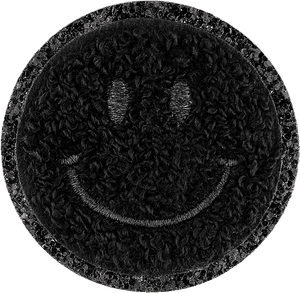 Noir Glitter Varsity Smiley Face Patch