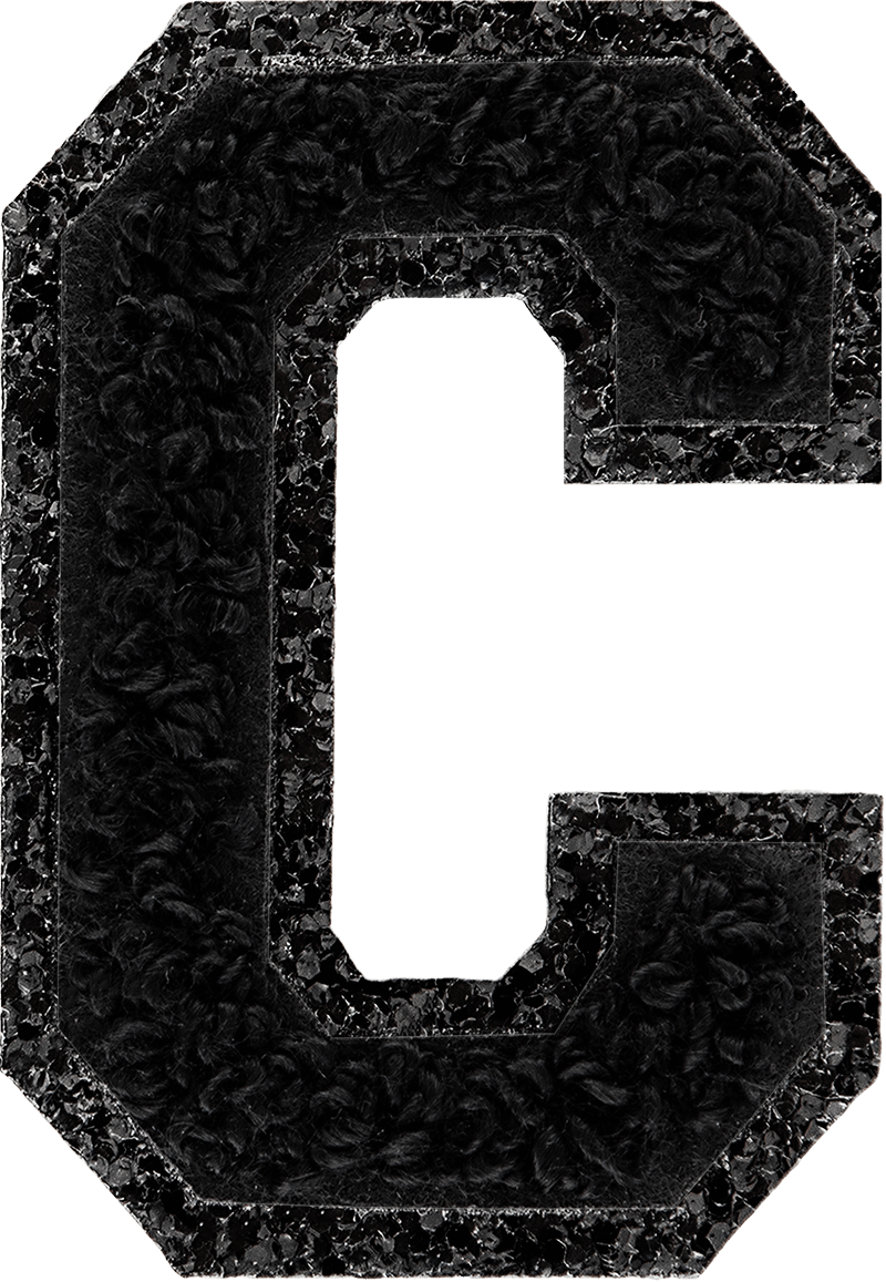 Noir On Noir Glitter Varsity Letter Patch