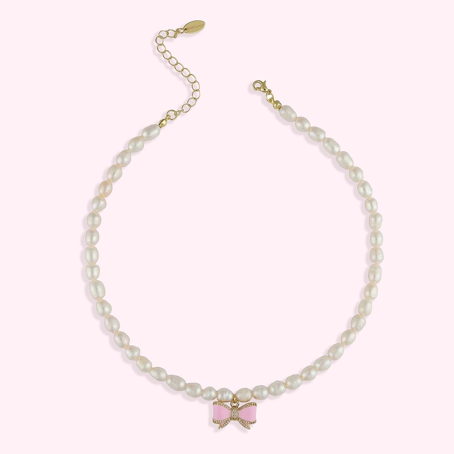 Hey Maeve Pearl Necklace with Bow Charm