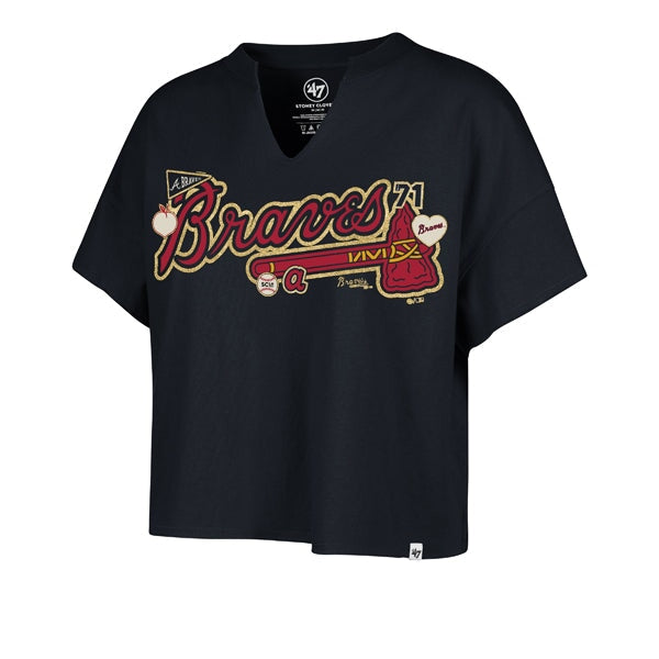 Stoney Clover Lane X '47 Atlanta Braves Patch Wordmark Oversized Notch Neck Tee - Stoney Clover Lane