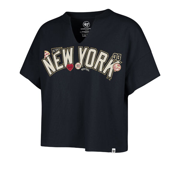 Stoney Clover Lane X '47 New York Yankees Patch Wordmark Oversized Notch Neck Tee - Stoney Clover Lane