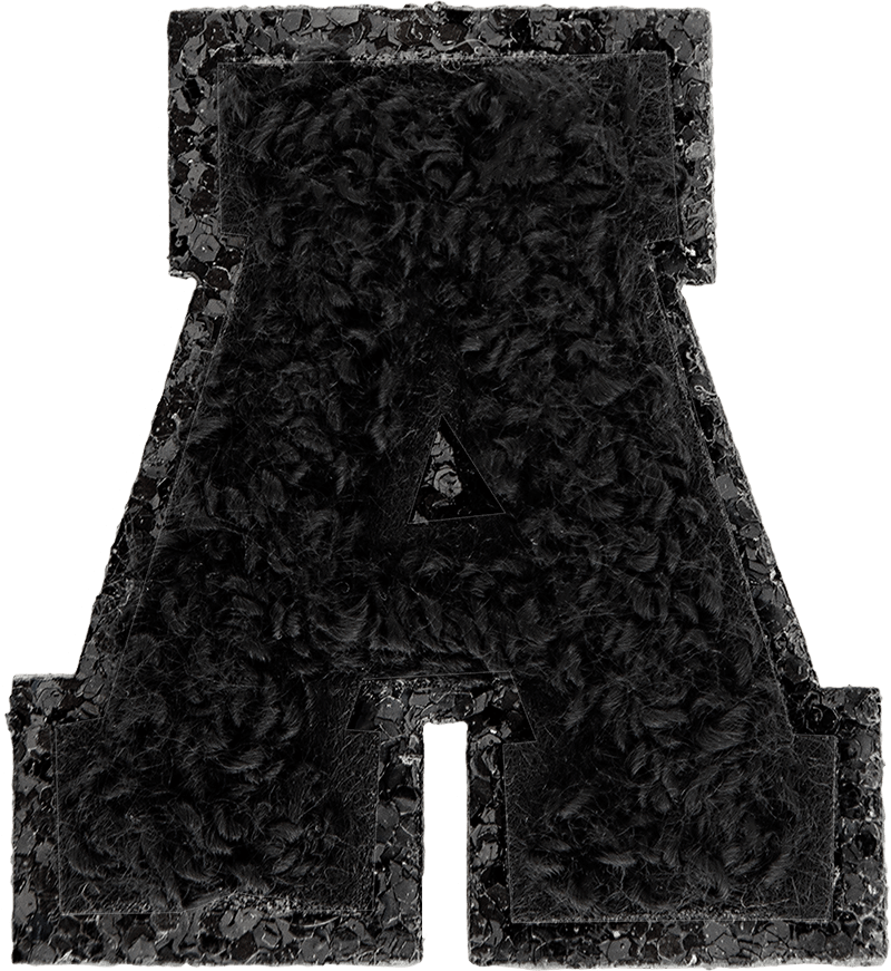 Noir Mini Glitter Varsity Letter Patch