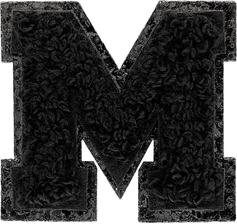 Noir On Noir Mini Glitter Varsity Letter Patch