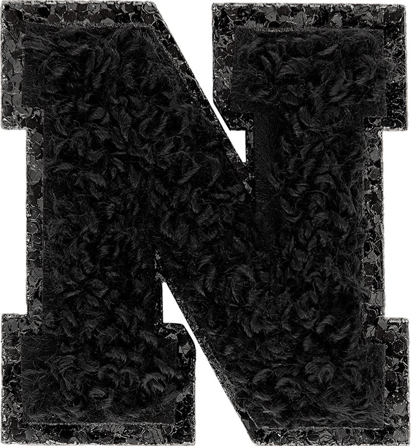 Noir On Noir Mini Glitter Varsity Letter Patch