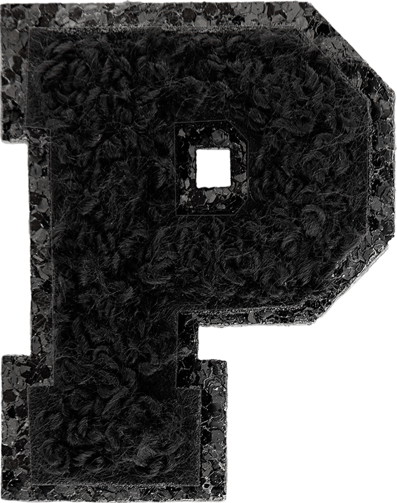 Noir On Noir Mini Glitter Varsity Letter Patch