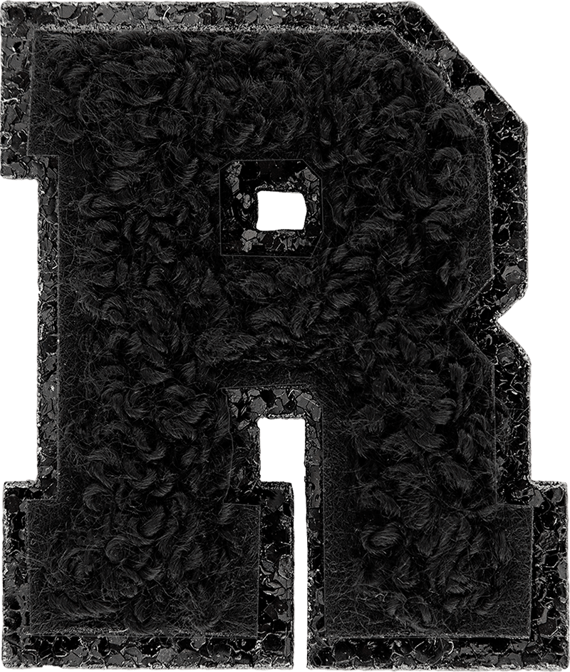 Noir On Noir Mini Glitter Varsity Letter Patch