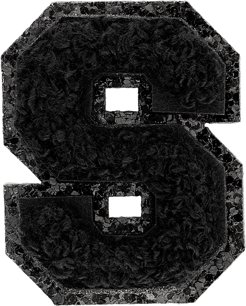 Noir On Noir Mini Glitter Varsity Letter Patch