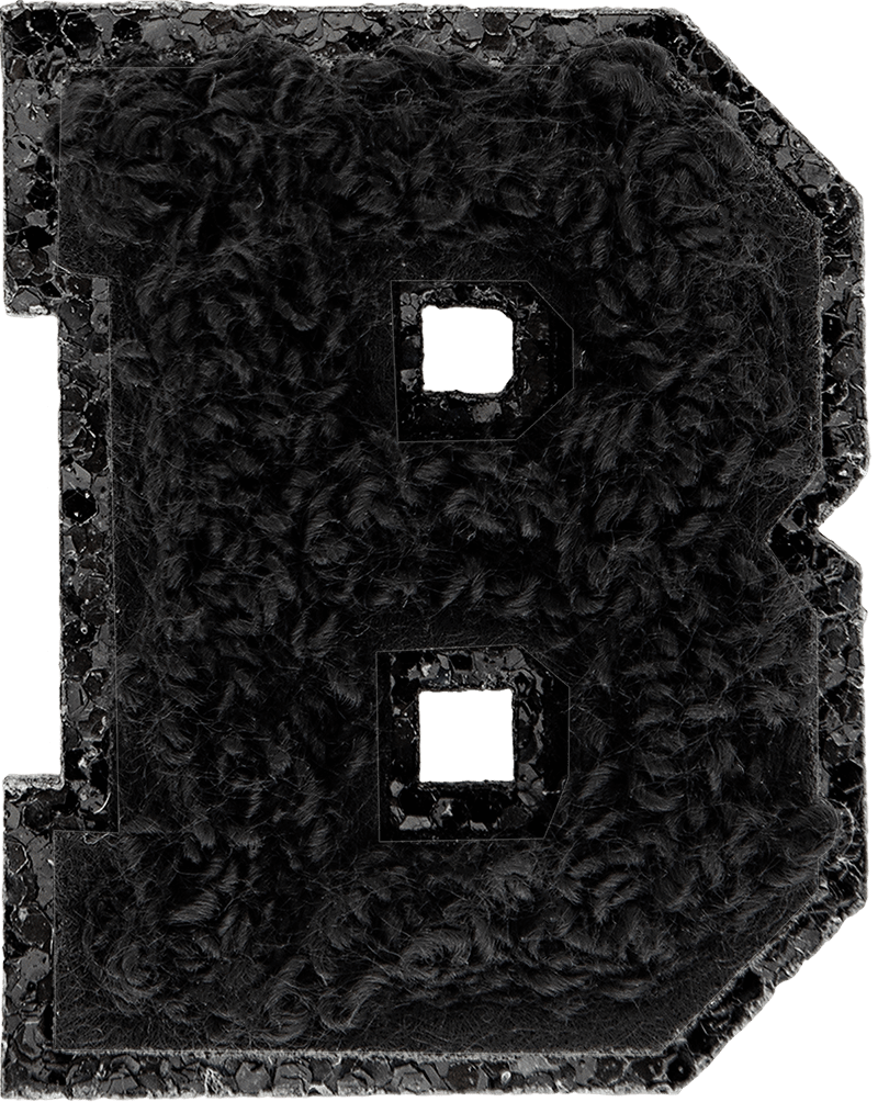 Noir On Noir Mini Glitter Varsity Letter Patch