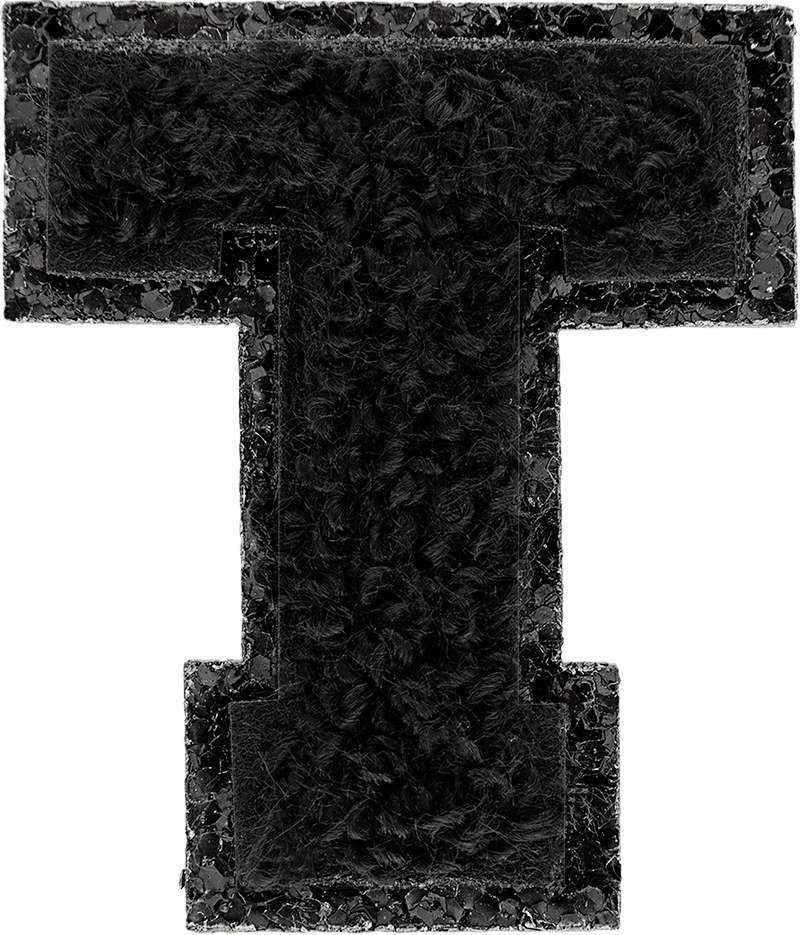 Noir On Noir Mini Glitter Varsity Letter Patch
