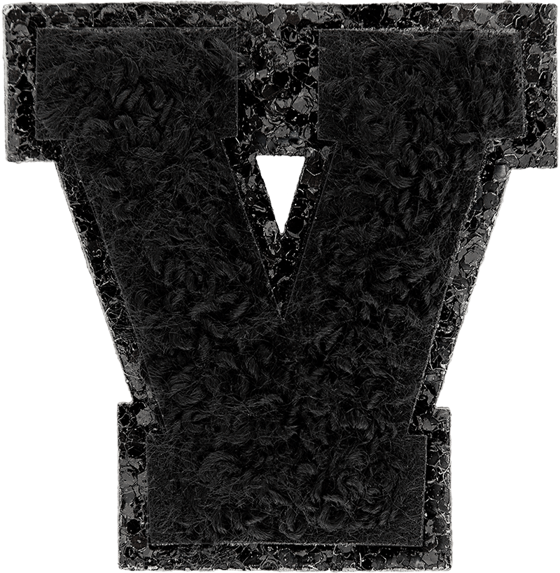 Noir On Noir Mini Glitter Varsity Letter Patch