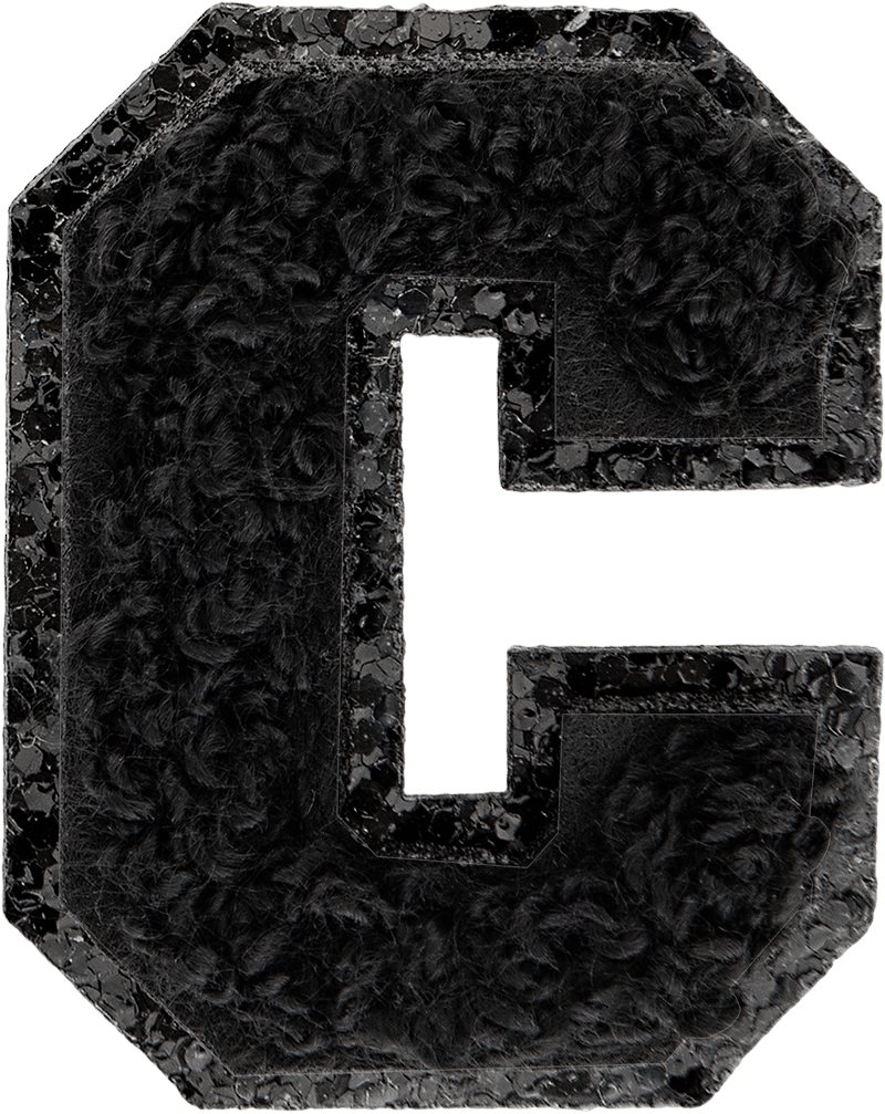 Noir On Noir Mini Glitter Varsity Letter Patch