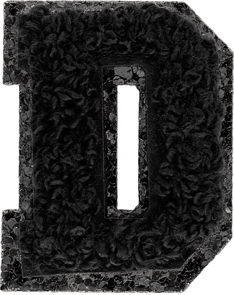 Noir On Noir Mini Glitter Varsity Letter Patch