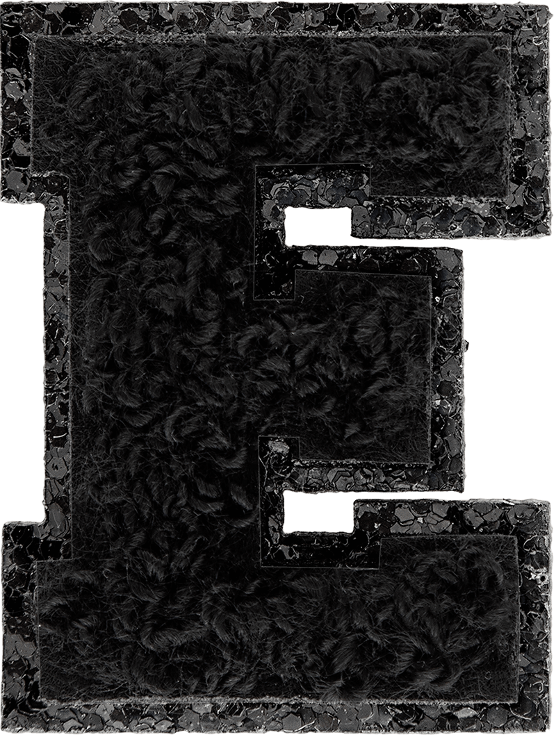 Noir On Noir Mini Glitter Varsity Letter Patch