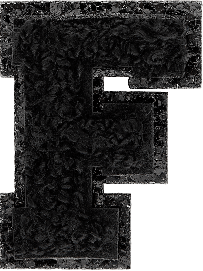 Noir On Noir Mini Glitter Varsity Letter Patch