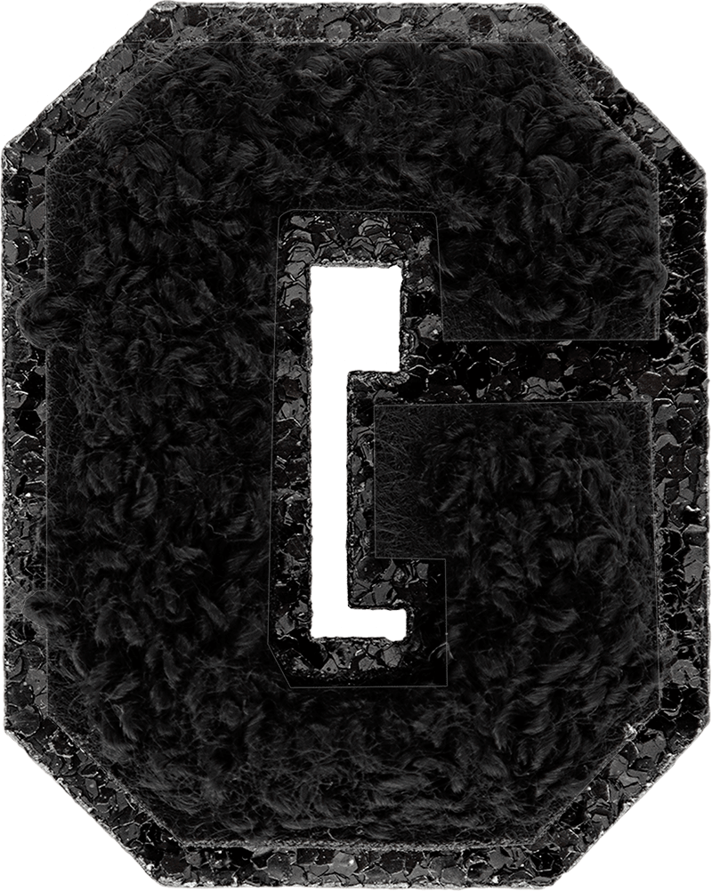 Noir On Noir Mini Glitter Varsity Letter Patch