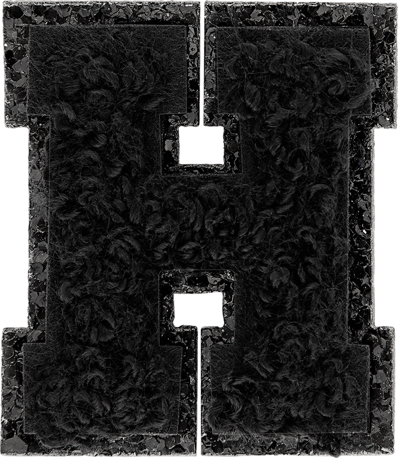 Noir On Noir Mini Glitter Varsity Letter Patch