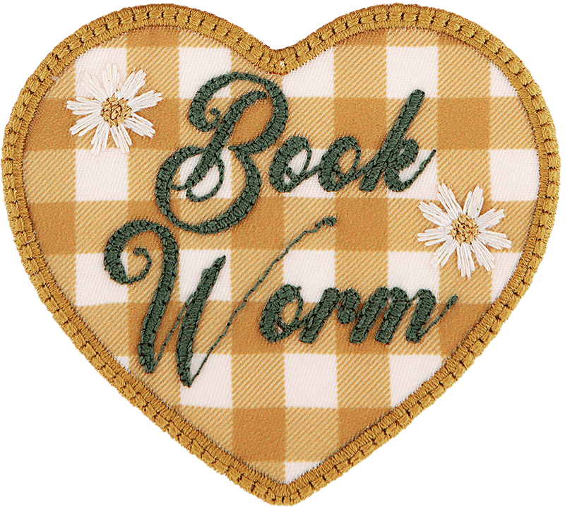 Gingham Bookworm Heart Patch