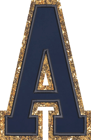 Jumbo Sapphire Glitter Varsity Letter Patch