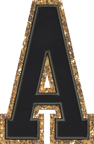 Jumbo Noir Glitter Varsity Letter Patch