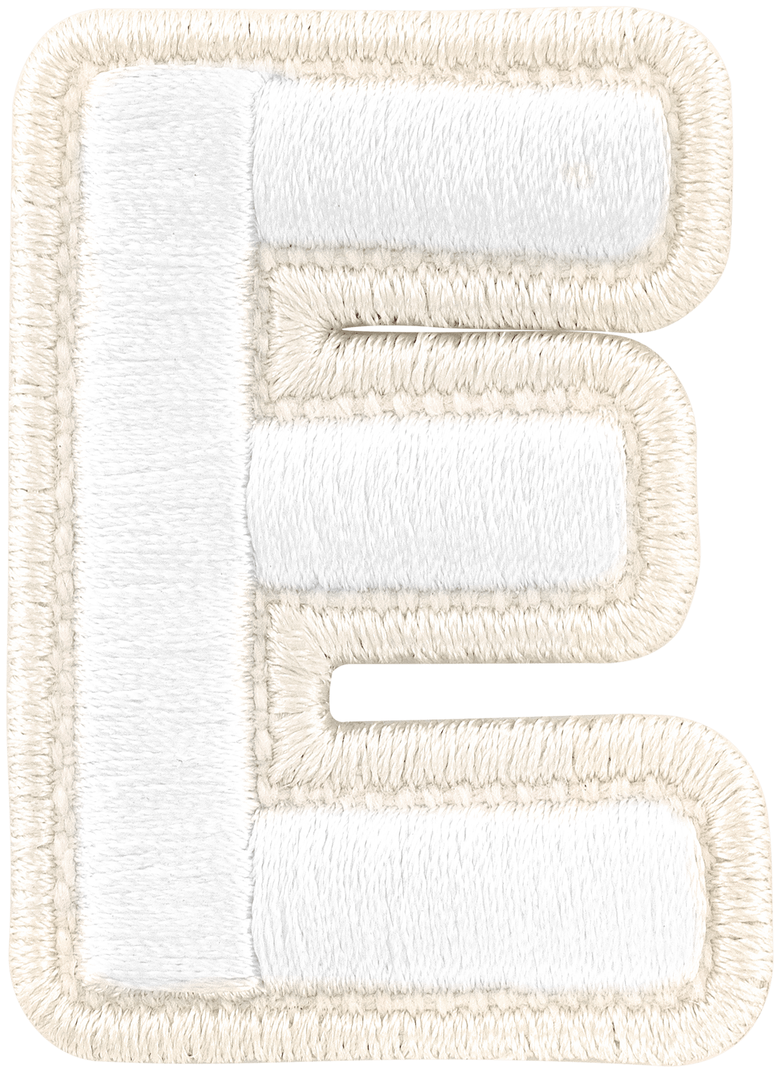 Blanc Rolled Embroidery Letter Patch