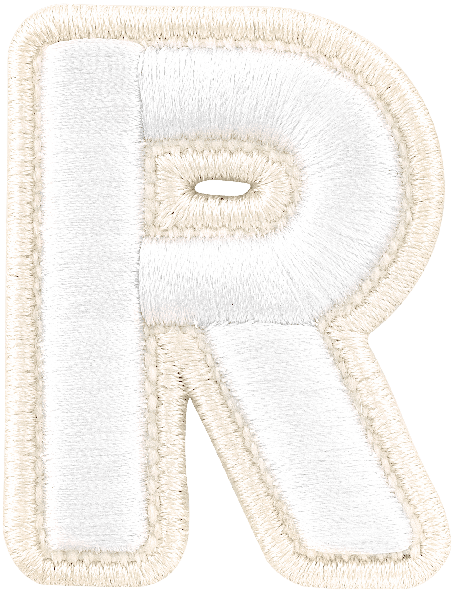 Blanc Rolled Embroidery Letter Patch