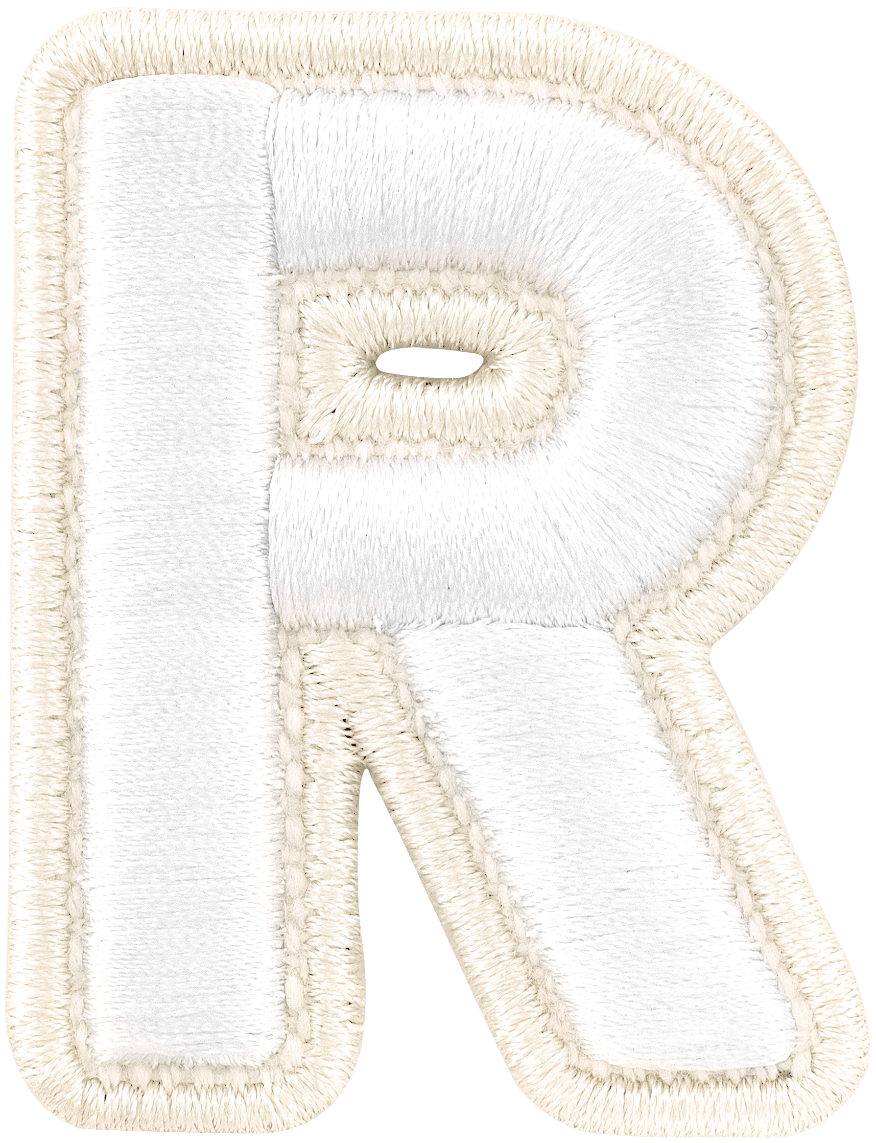 Blanc Rolled Embroidery Letter Patch