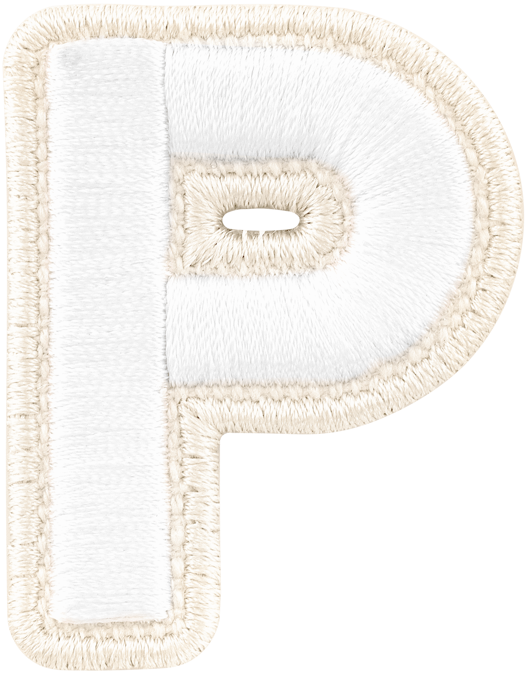 Blanc Rolled Embroidery Letter Patch