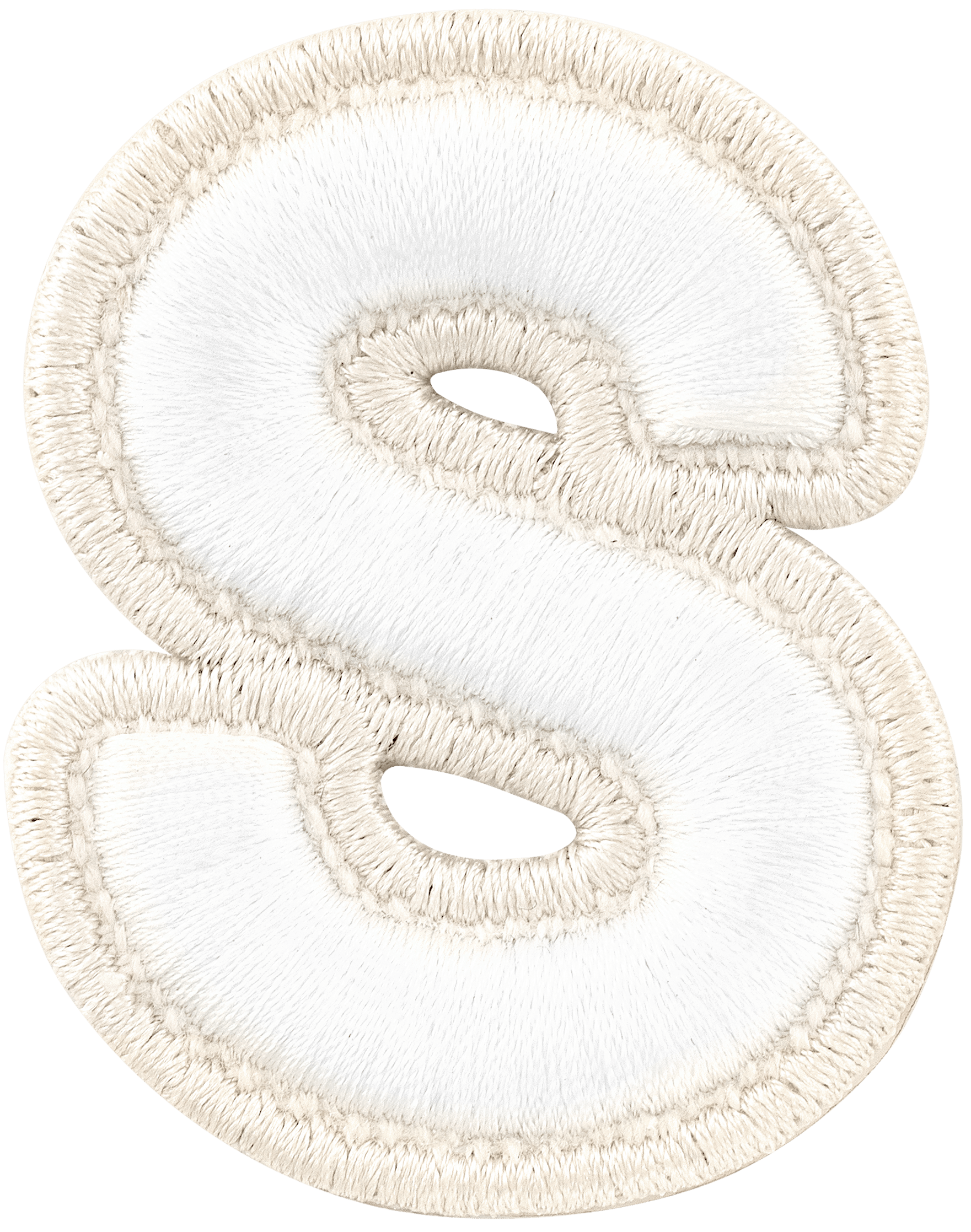 Blanc Rolled Embroidery Letter Patch